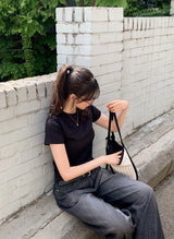 Simple & Basic Round Short Sleeve T-shirt (6color)