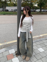 ニッパーカットバルーンデニムワイドパンツ