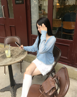 Mohair button V neck knit
