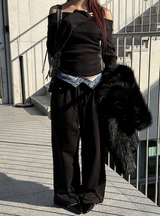 Denim layered sweat pants(2color)