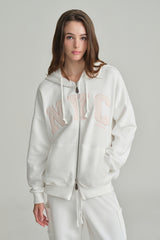 NYC hooded zip-up, Ivory