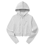 KIRSH PLAIN SLIM FIT CROP HOODIE ZIP UP - GRAY   