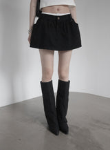 Double-waisted sagging mini skirt