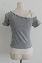 DUAL-TONE ASYMMETRY TEE (4COLORS!)
