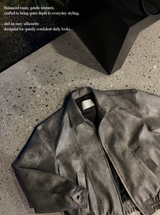 Wayne Vintage Crack Leather Zip-Up Jacket