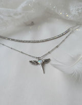 [NMIXX Jiwoo Necklace/Anti-tarnish] Angelic Wand Layered Necklace - Silver Color