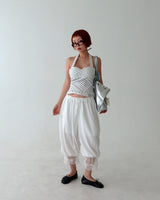 dot halter neck smoke blouse