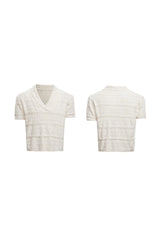 Embroidered V-Neck Knit Tee