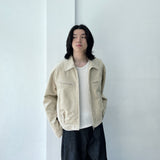 Zip Pocket Slightly Cropped Suede Jacket