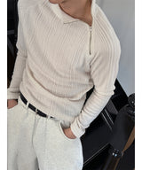 [MUSCLE FIT] Brushed golgi side zipper knit (3color)