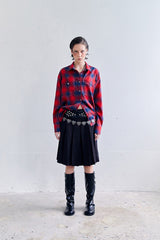 SILVER BUTTON CHECKED  SHIRT IN RED