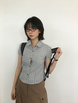 Seersucker キャップスリーブシャツ