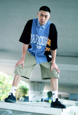 "COLLEGE" RECONSTRUCTED SHIRT COLLAR S/S T-SHIRT