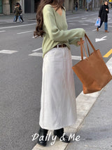 Ribbed knit V-neck(3color)