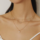 mini disc drop stacking 14k gold plating + 925 silver necklace N063-02G