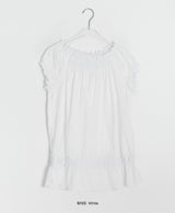 Hachika Vintage Shirring Cap Sleeve Blouse