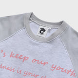 レタリングラグランスウェット／アッシュグレー-ライトグレー [Unisex]