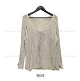 Yukia Damage Deep V-Neck Knit