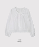 #Autumn Lace Ribbon Long Sleeve Blouse (2color)