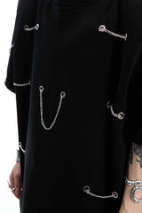 チェーンディテールパッディドショルダーTシャツ