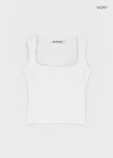 [B-BASIC] テンションコットンワイドスクエアネックノースリーブトップ (2 SIZE)