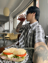 No.1255 T check half SHIRT (3color)