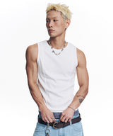 リブカットアウトノースリーブ - ホワイト