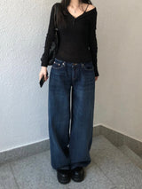 Indigo Low Rise Wide Denim Pants (one color)