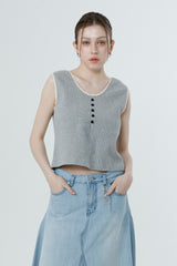 WAFFLE SLEEVELESS_MELANGE GRAY