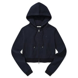 KIRSH プレーンスリムフィットクロップフーディジップアップ【ダークネイビー】