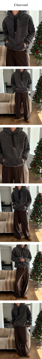[F/W] Cable sheep hair hood knit(3color)