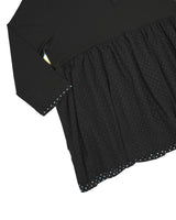 Dot flare layered top / black