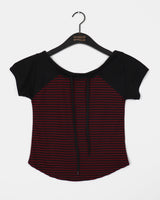 シェンレーストリッピードオフショルダーショートスリーブTシャツ