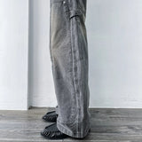 Curved Double-Knee Washed Trousers