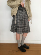 YWD PLAID PLEATS SKIRT + BELT (3color)