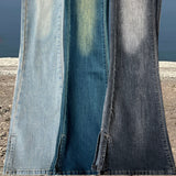 LONG & SLIM FIT Slit detail bootcut high waist hip deep pad long denim pants (3 colors)