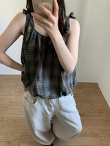Plaid Balloon Blouse (2color)