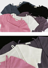 アンバランスドスリット半袖Tシャツ (5 colors)