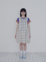 ボタンダブルスリーブT (ブルー)
