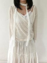 Wrap loose fit shirring hooded knit (4c)