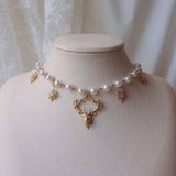Dear and Star Pearl Necklace - Gold Color