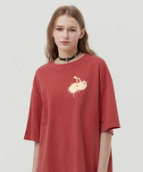 MELTING CHERRY PIGMENT WASHING T-SHIRT - RED 