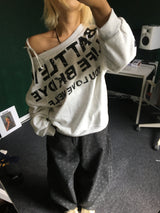 ホルターネック オフショルダーTシャツ オフショルダー レタリングスウェットシャツ