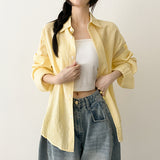 Pastel 💛 Thin Stripe Loose Fit Summer Long-Sleeved Shirt (6 colors)