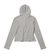 FLOWER WAFFLE BUTTON HOODIE - GRAY