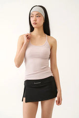 Jewel cross back tank top - pink 