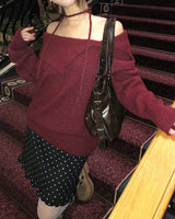 Ruo Strap Off-shoulder Wool Knit