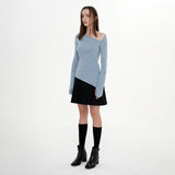 CUTOUT ZIPPER TOP(SKY BLUE)