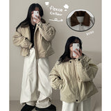Fobon wool collar quilted jumper