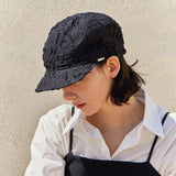 メタルチップレースニュースボーイキャップ/ブラック
